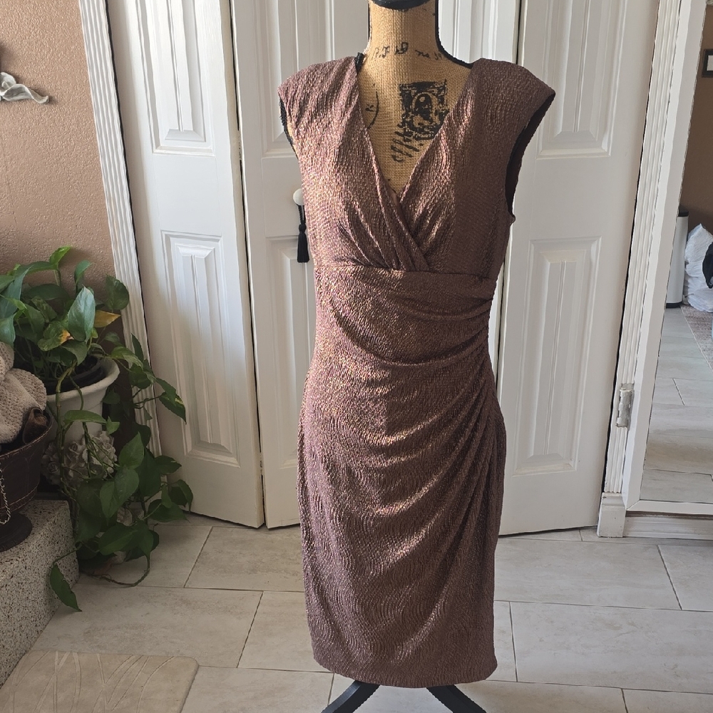 Lauren Ralph Lauren Golden Bronze Midi Dress with Timeless Elegance